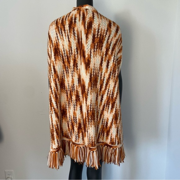 Hand Knit Western Tassel Cape Poncho - Picture 3 of 14